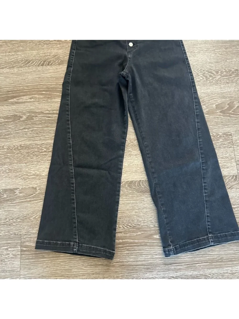 PAIGE Anessa Exposed Button Twist Seam Jeans 30 Dark Obsidian Wash Boho Minimali
